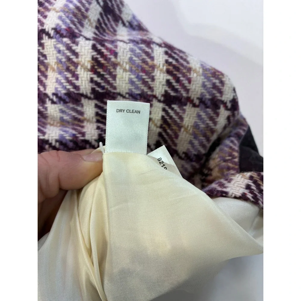 Ann Taylor LOFT Plaid Tweed Skirt Purple Gray Women's Size 4 Mini